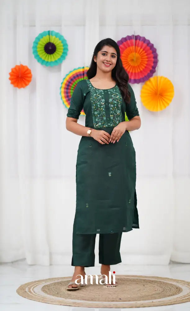 Laila Linen Salwar - Dark Green salwar