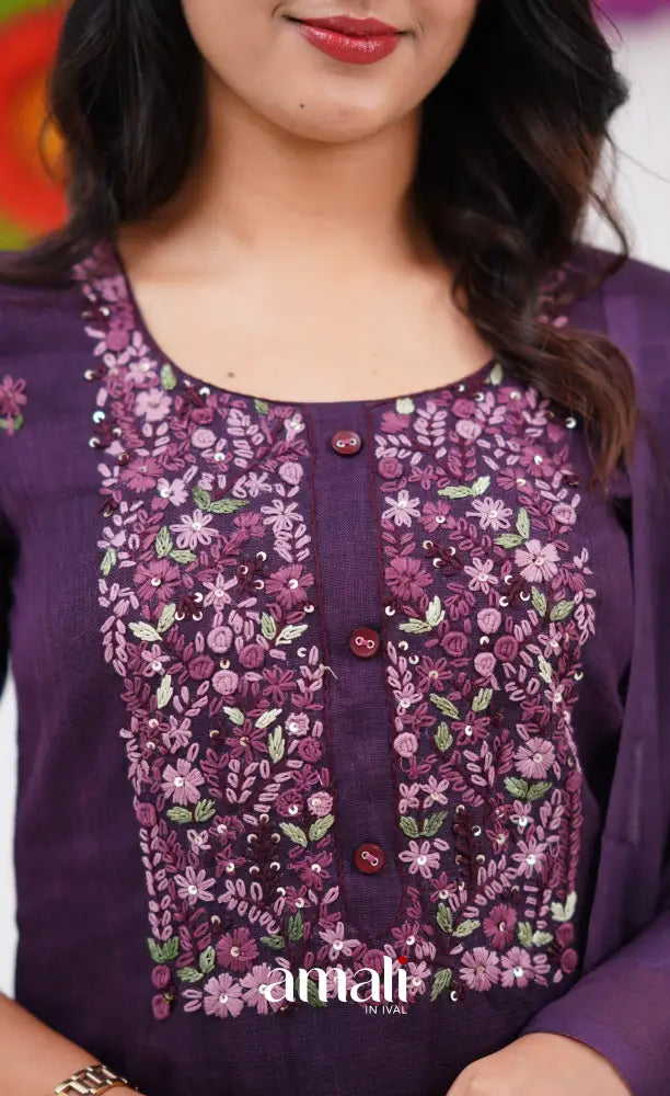 Laila Linen Salwar - Purple salwar