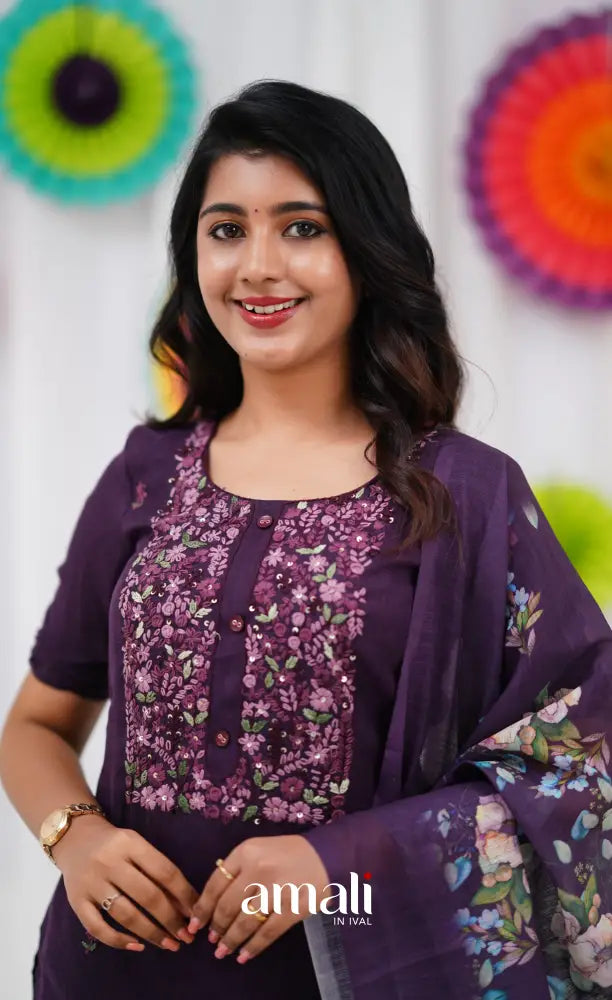 Laila Linen Salwar - Purple salwar