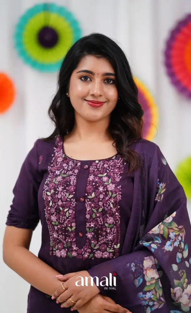 Laila Linen Salwar - Purple salwar