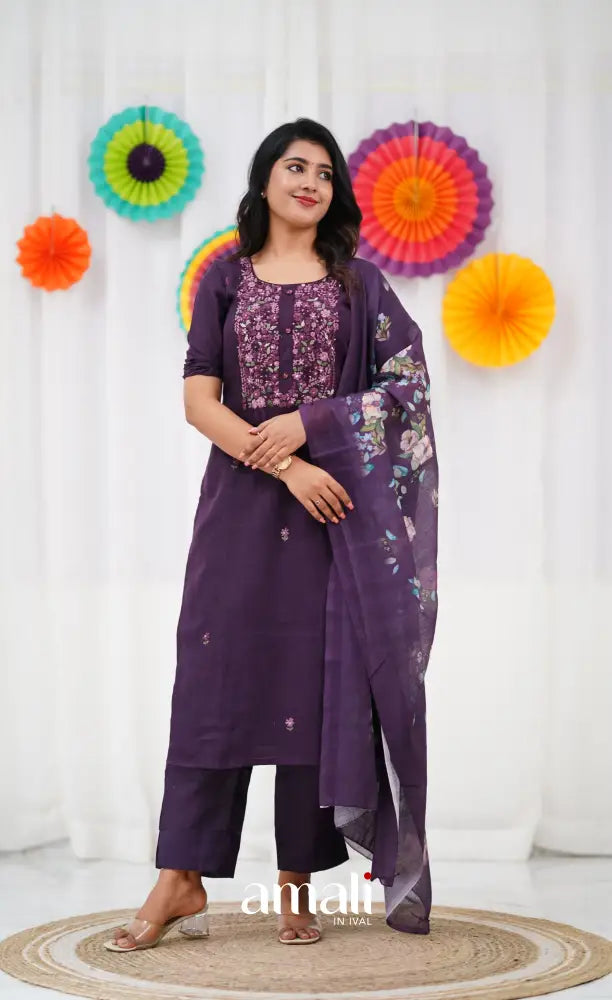 Laila Linen Salwar - Purple salwar