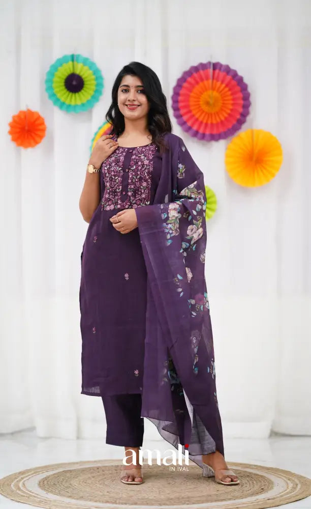 Laila Linen Salwar - Purple salwar
