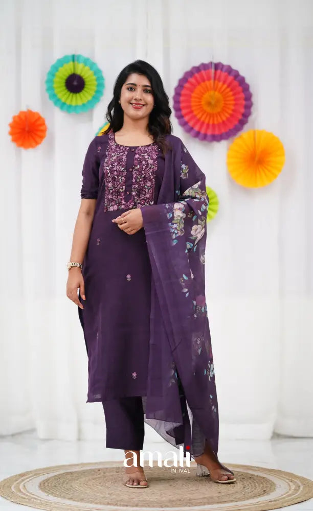 Laila Linen Salwar - Purple salwar