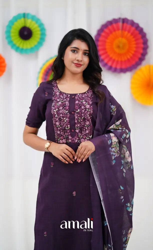 Laila Linen Salwar - Purple salwar