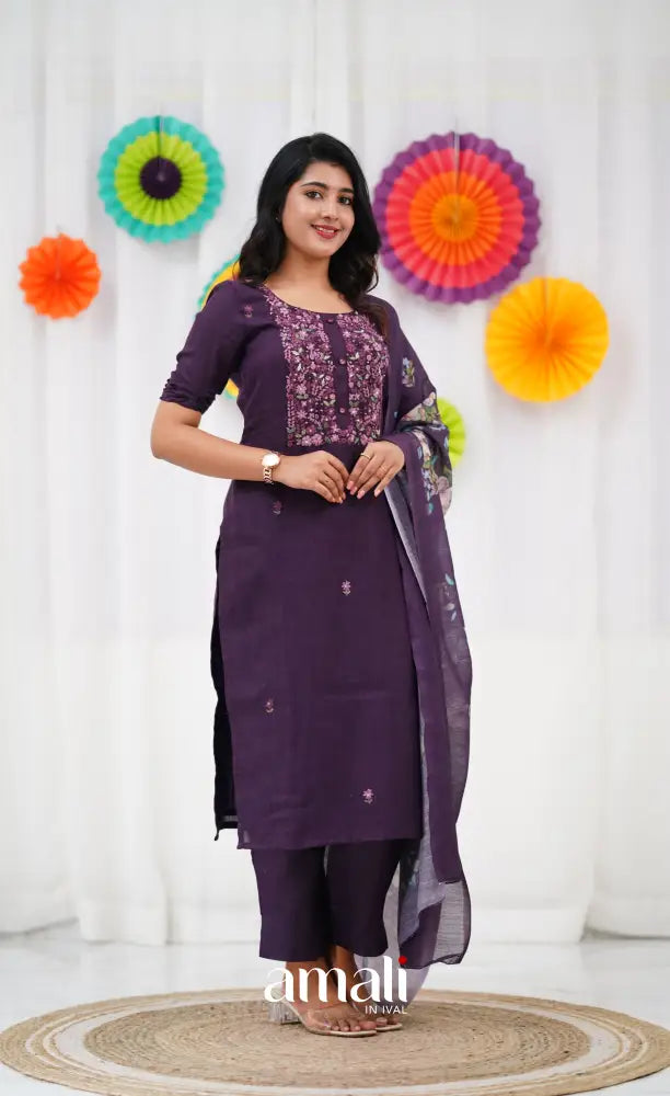 Laila Linen Salwar - Purple salwar