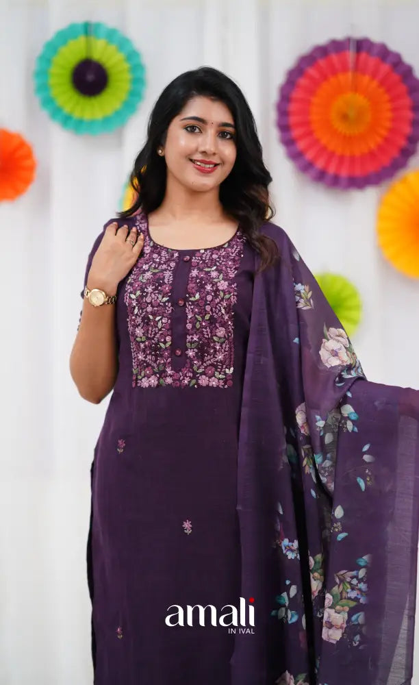 Laila Linen Salwar - Purple salwar