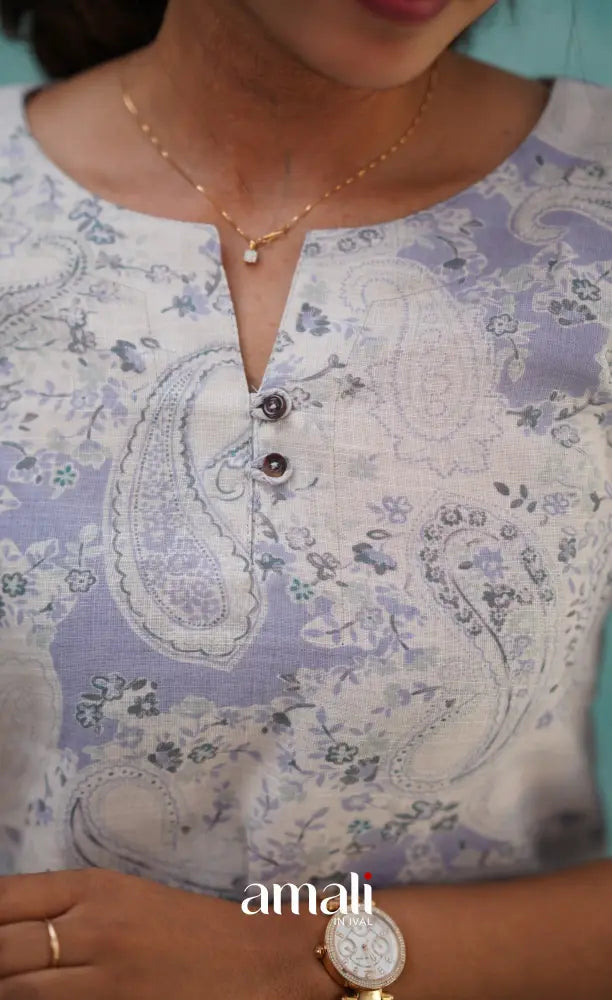 Lavender Semi Linen Kurti Co-ord sets