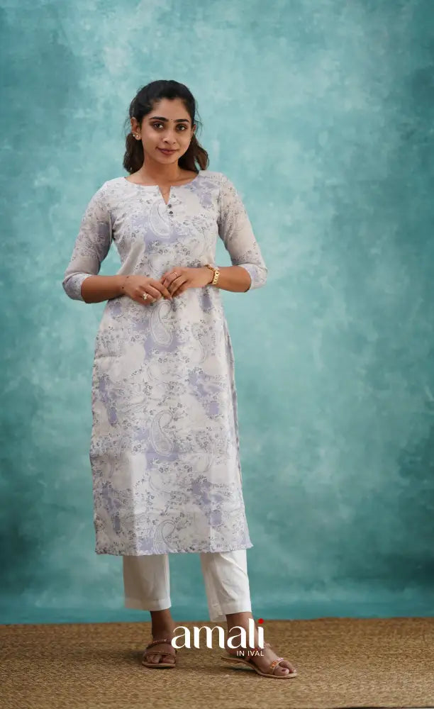 Lavender Semi Linen Kurti Co-ord sets