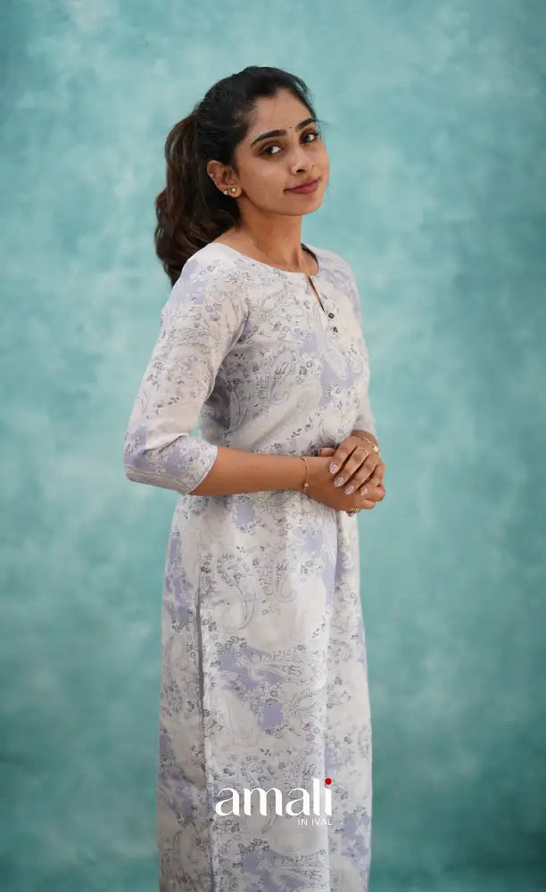 Lavender Semi Linen Kurti Co-ord sets