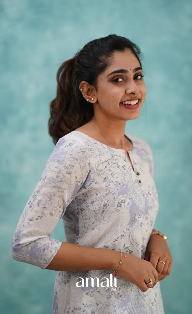 Lavender Semi Linen Kurti Co-ord sets