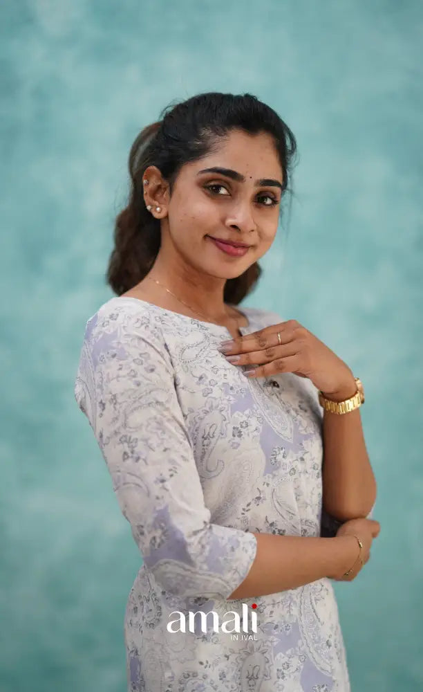 Lavender Semi Linen Kurti Co-ord sets