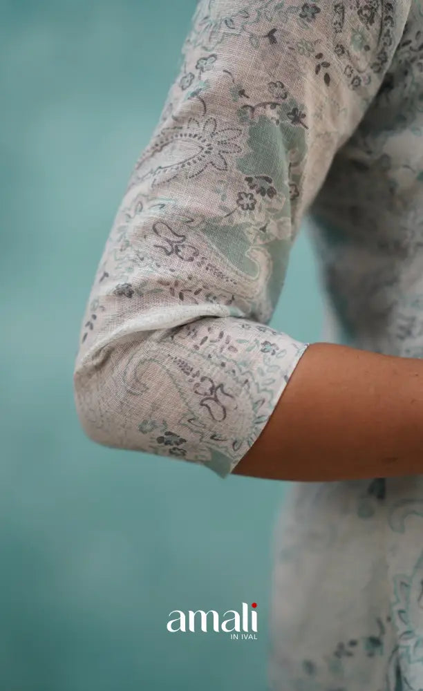 Light Blue Semi Linen Kurti Co-ord sets