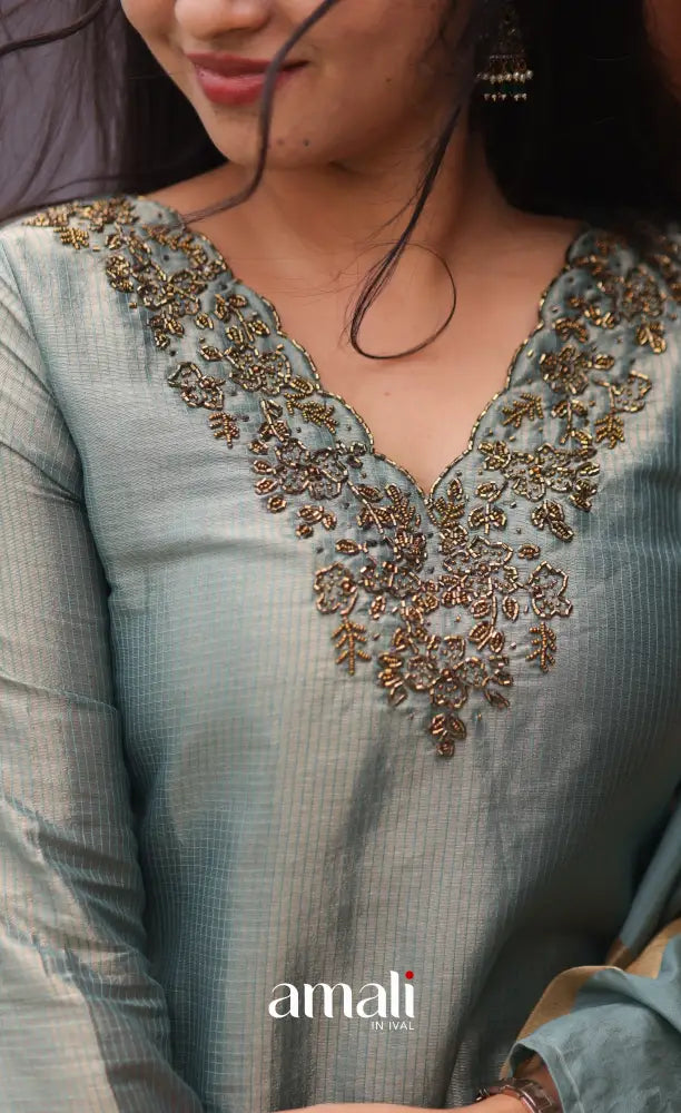 Light Blue Tissue Blend Salwar Set - salwar