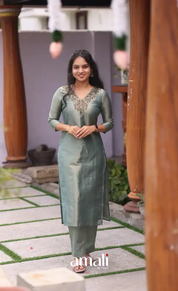 Light Blue Tissue Blend Salwar Set - salwar