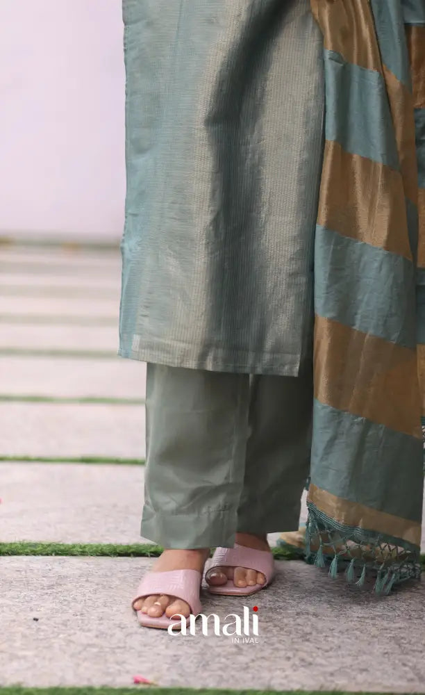 Light Blue Tissue Blend Salwar Set - salwar