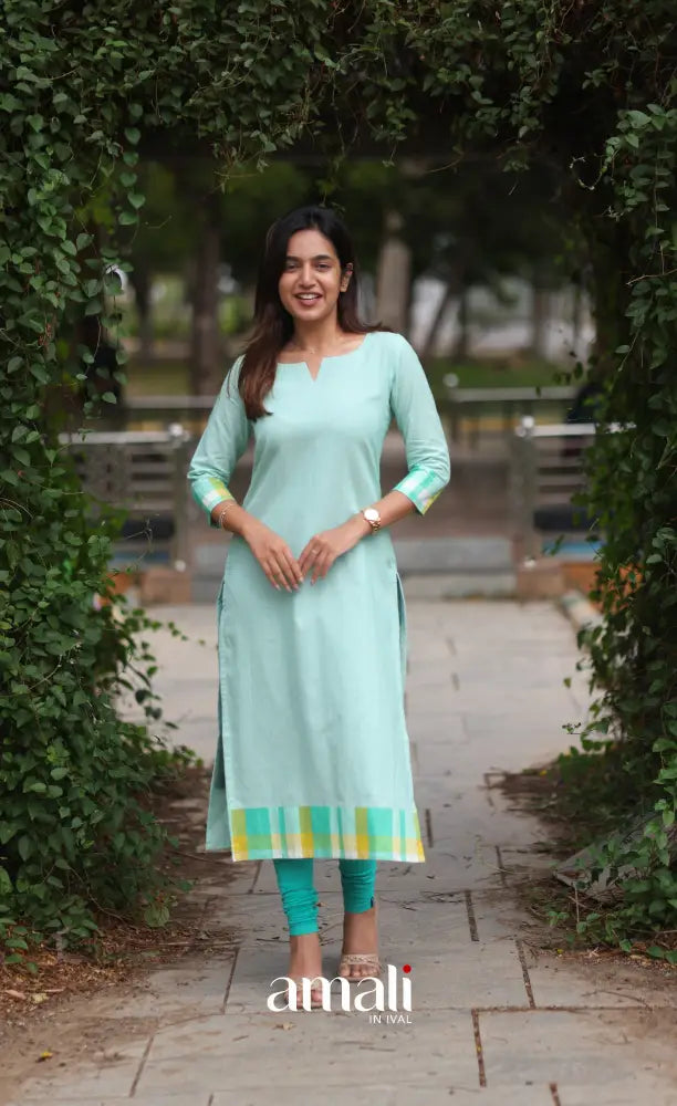 Light Sea Green Cotton Salwar Set - salwar