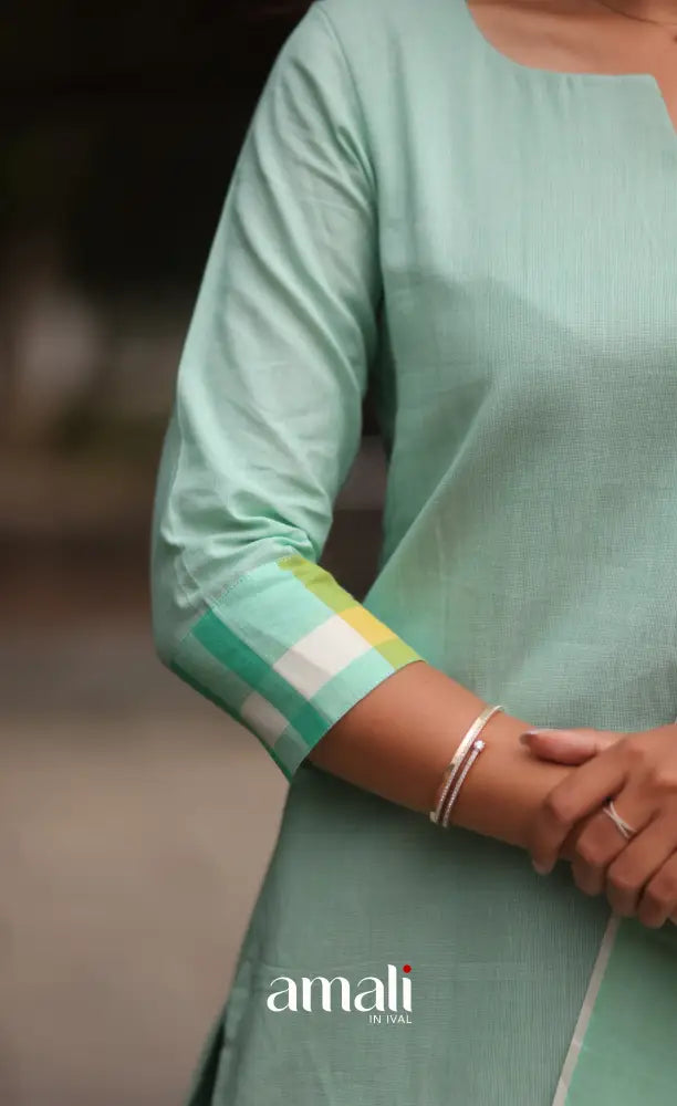 Light Sea Green Cotton Salwar Set - salwar