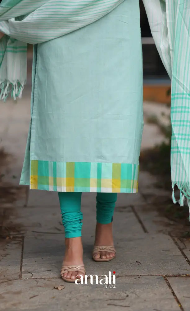 Light Sea Green Cotton Salwar Set - salwar