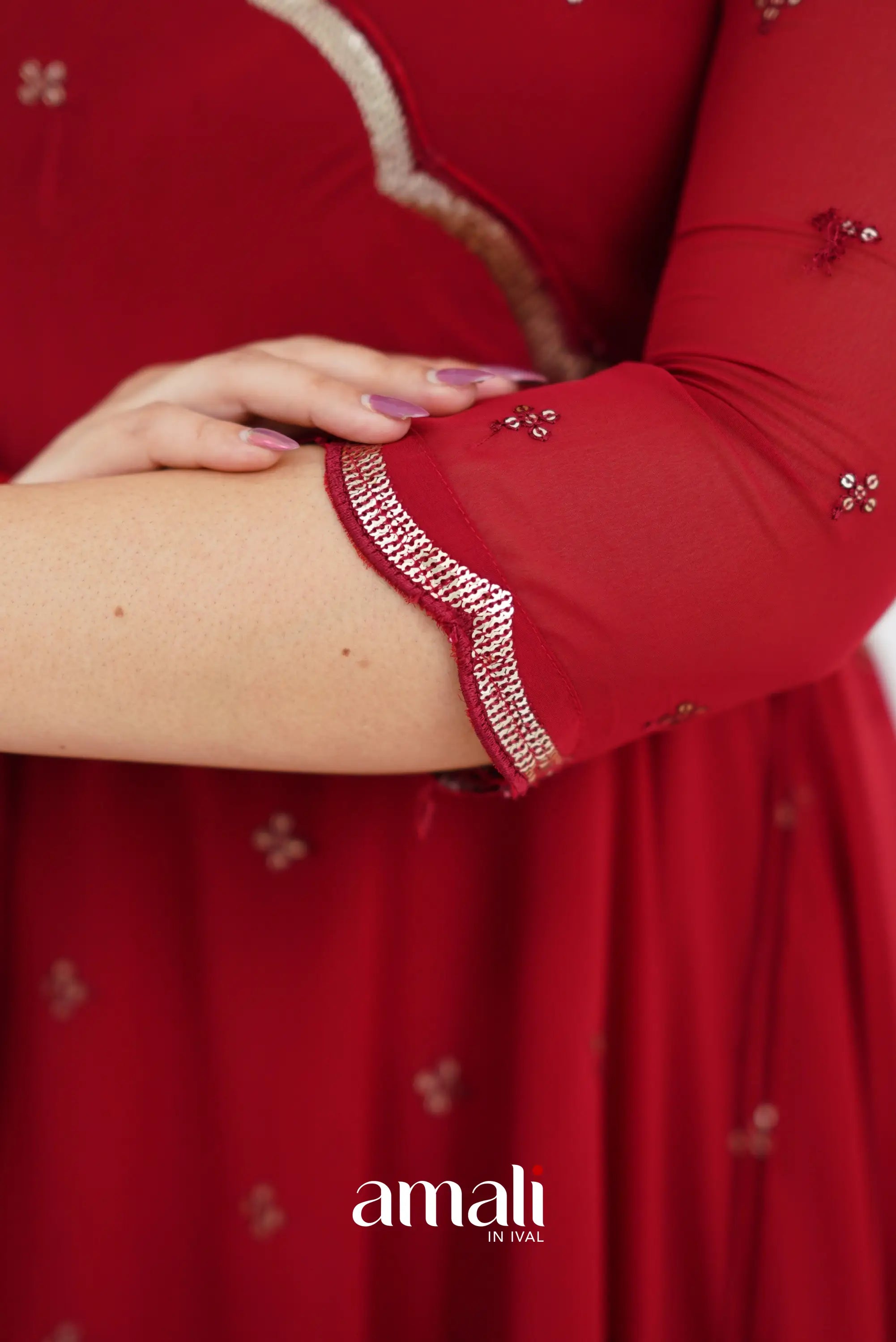 Maroonish Red Georgette Anarkali Anarkalis
