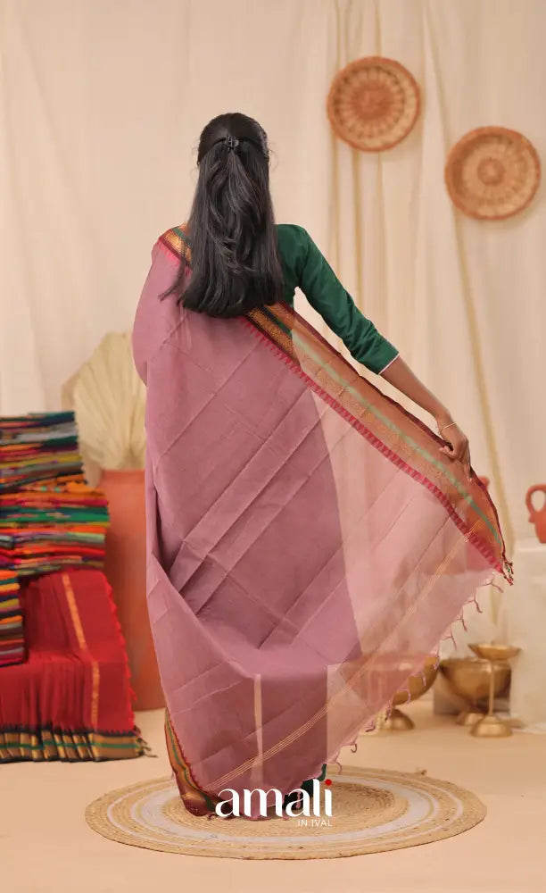 Mauve With Dark Maroon Chettinad Cotton Dupatta salwar