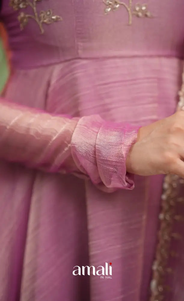 Mayili Crushed Tissue Anarkali - Mauve Pink - Anarkalis
