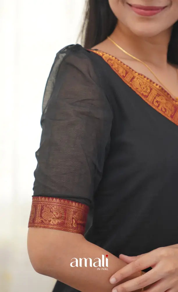 Meera Black shade and Red tone Cotton Salwar salwar