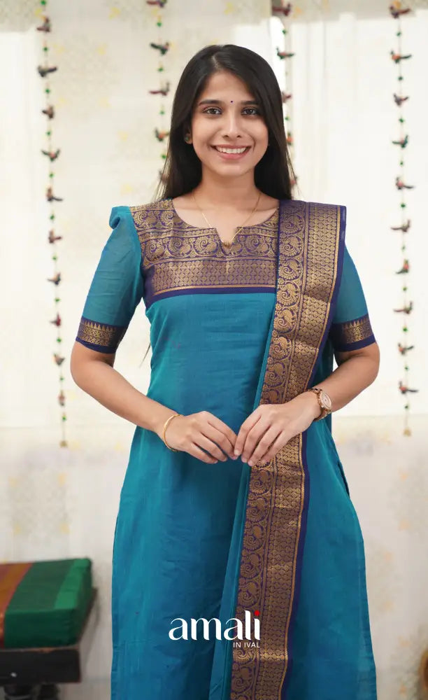 Meera Blue shade and Royal Blue tone Cotton Salwar salwar