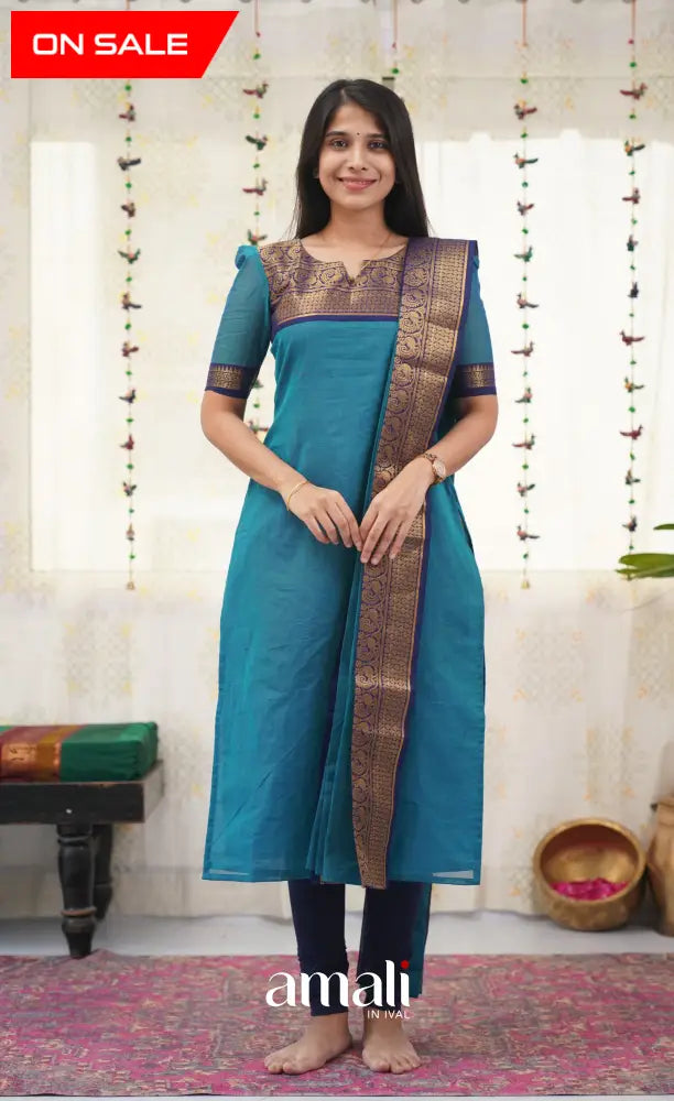 Meera Blue shade and Royal Blue tone Cotton Salwar salwar