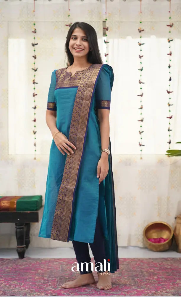 Meera Blue shade and Royal Blue tone Cotton Salwar salwar