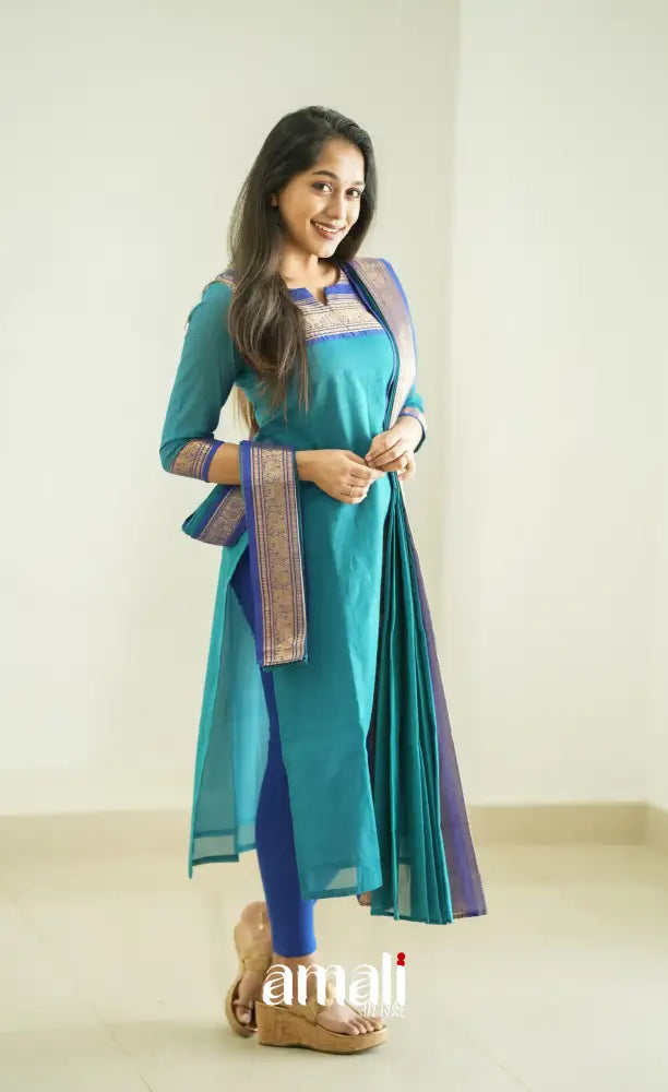 Meera Blue Tone And Royal Shade Cotton Salwar Salwar