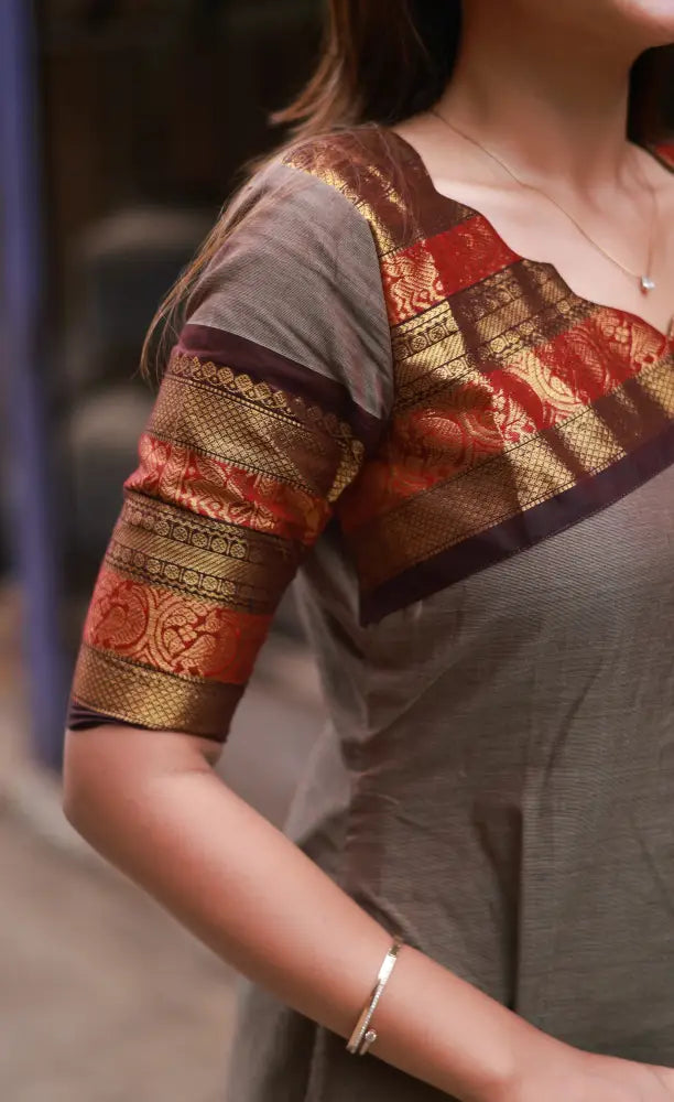 Meera Cotton Salwar - Brownish Grey and Dark Brown salwar