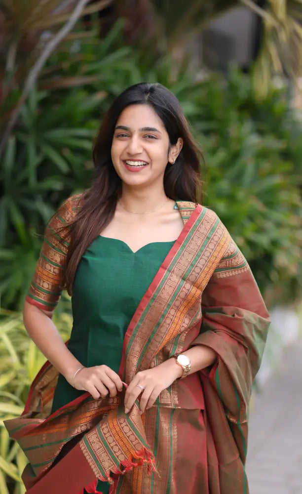 Meera Cotton Salwar - Dark Green and Manthalir salwar