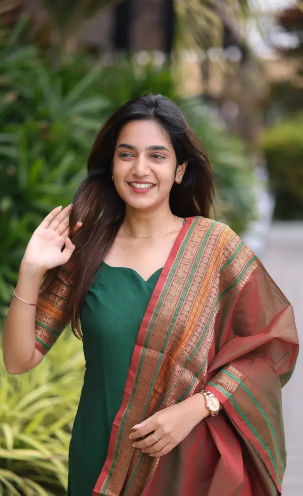 Meera Cotton Salwar - Dark Green and Manthalir salwar