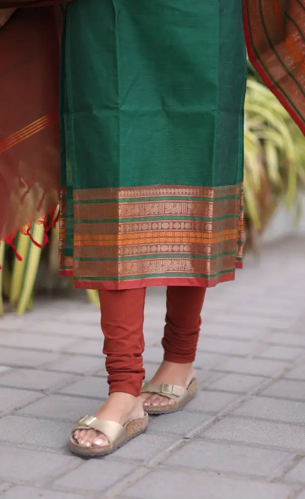Meera Cotton Salwar - Dark Green and Manthalir salwar