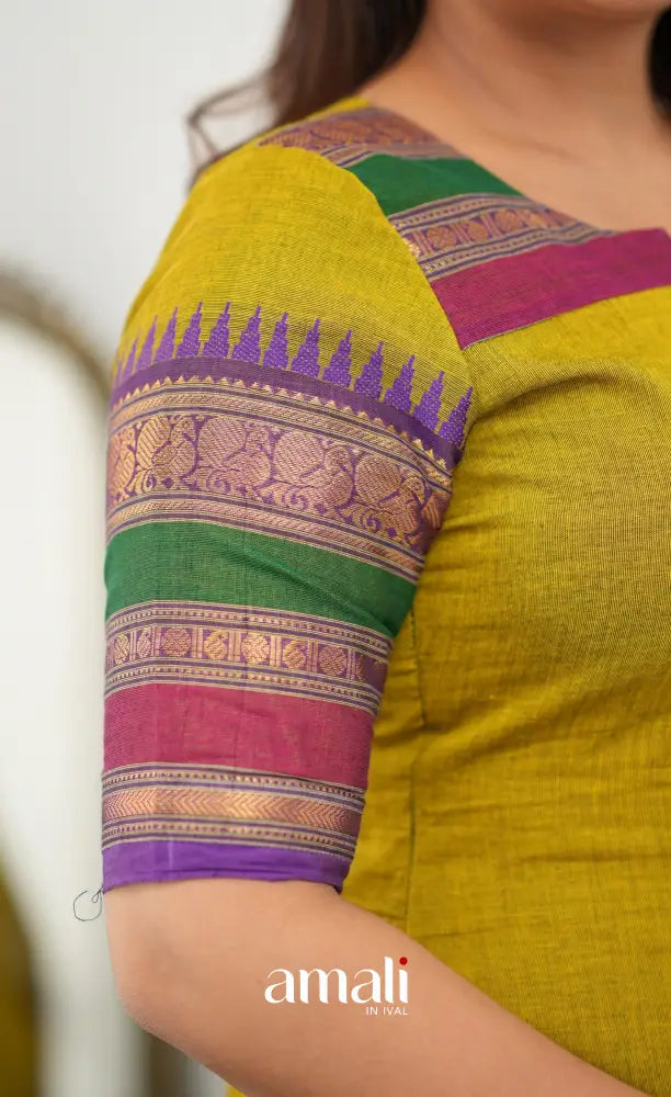 Meera Chettinad Cotton Salwar - Henna Green - salwar