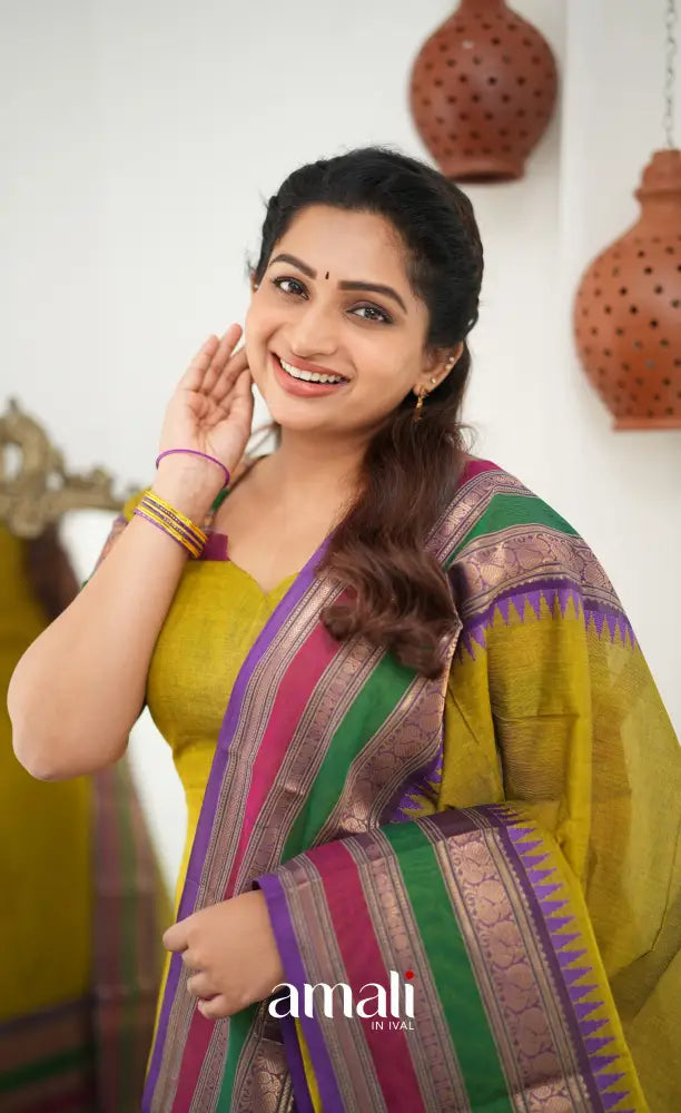 Meera Chettinad Cotton Salwar - Henna Green - salwar