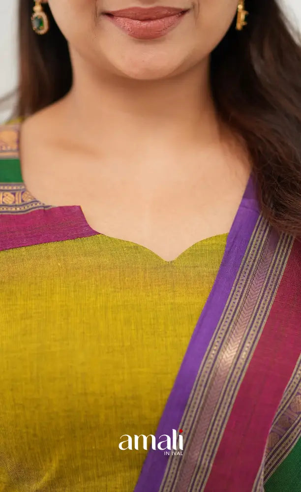 Meera Chettinad Cotton Salwar - Henna Green - salwar