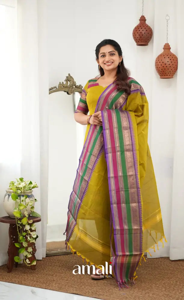Meera Chettinad Cotton Salwar - Henna Green - salwar