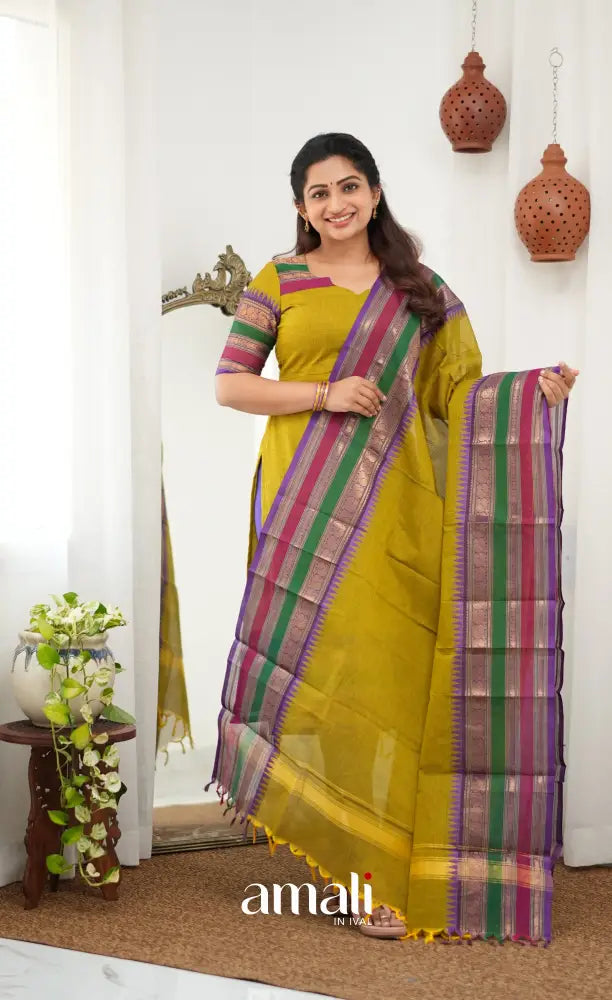 Meera Chettinad Cotton Salwar - Henna Green - salwar