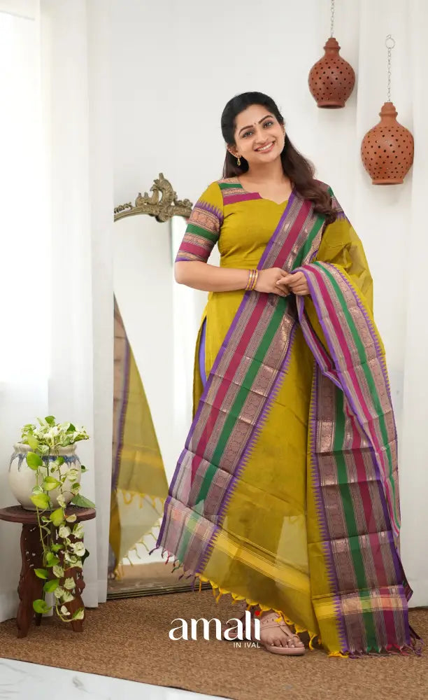 Meera Chettinad Cotton Salwar - Henna Green - salwar