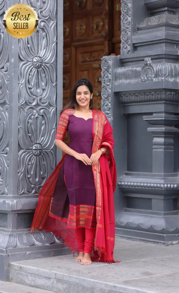 Meera Cotton Salwar - Purple and Pink salwar