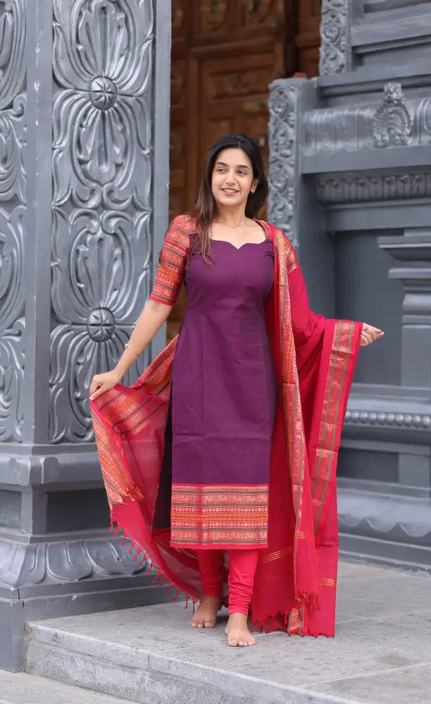 Meera Cotton Salwar - Purple and Pink salwar