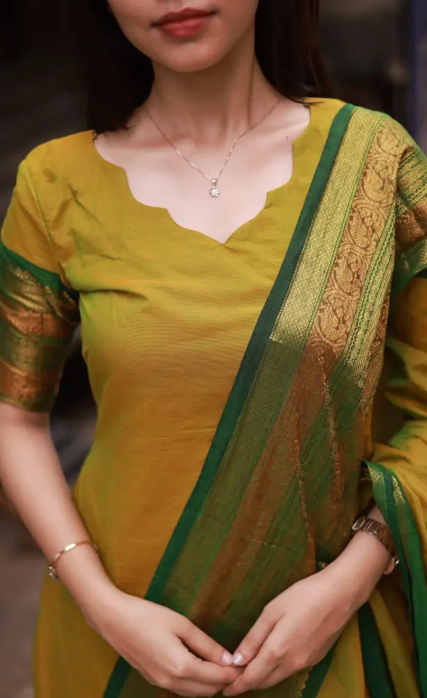 Meera Cotton Salwar - Two tone Henna Green and Dark Green salwar