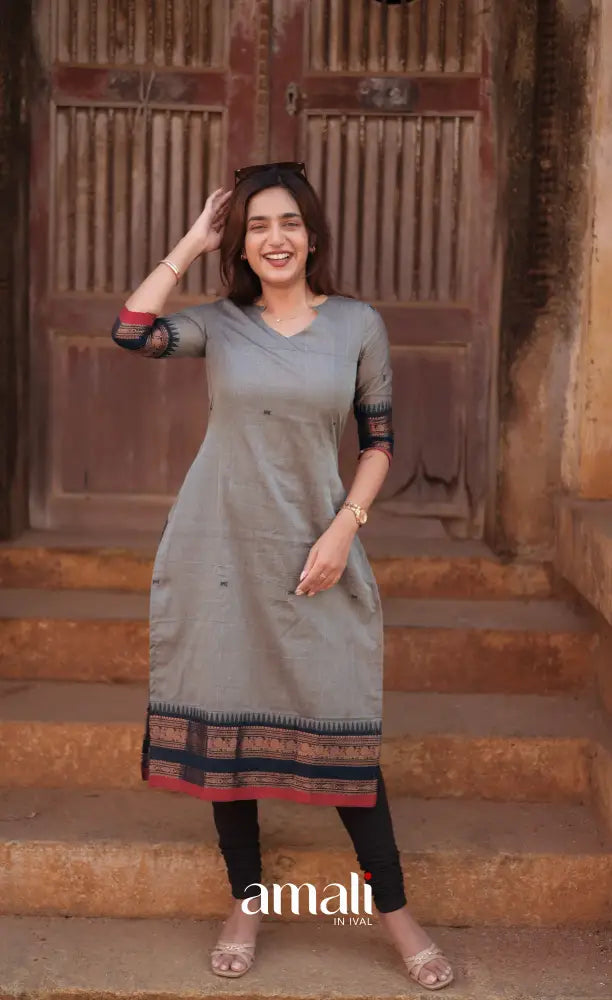 Meera Cotton Salwar - Ash and Black salwar