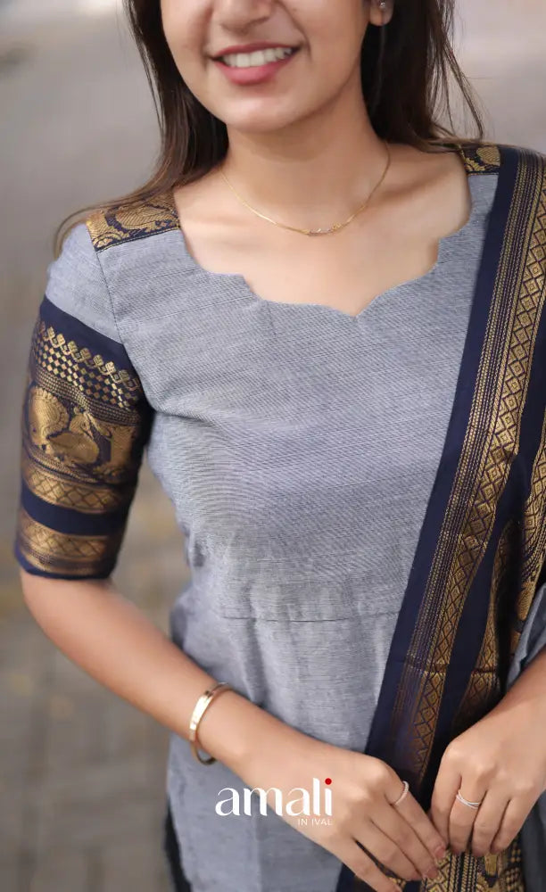 Meera Cotton Salwar Ash shade and Black tone Plus Size salwar