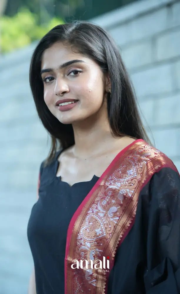 Meera Cotton Salwar - Black and Red salwar