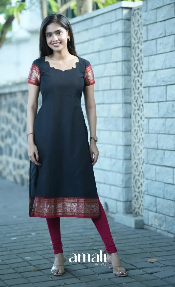 Meera Cotton Salwar - Black and Red salwar