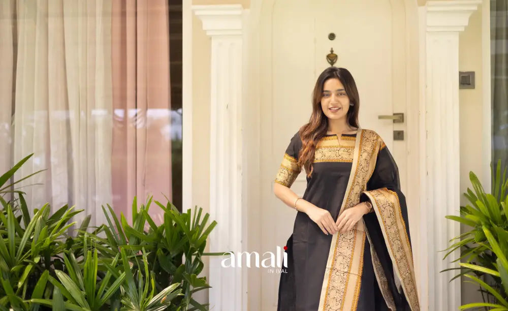 Meera Cotton Salwar Black shade and Cream tone salwar