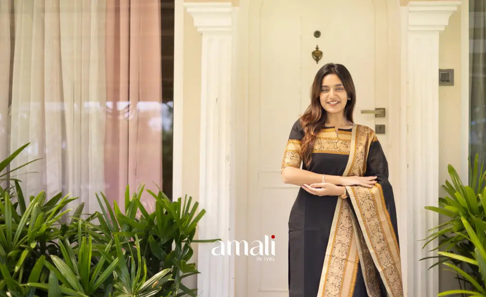 Meera Cotton Salwar Black shade and Cream tone Plus Size salwar