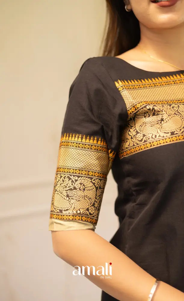 Meera Cotton Salwar Black shade and Cream tone Plus Size salwar